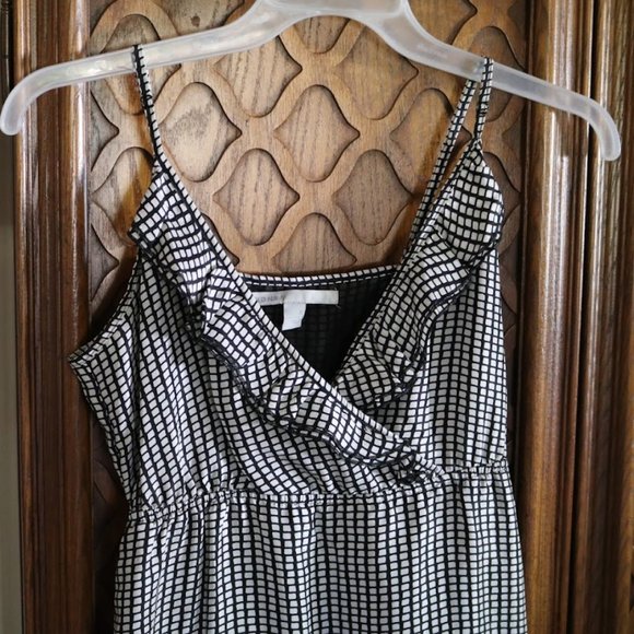 Old Navy Silk Dress with Ruffle Neck Style #582411- Black/ White, size S - Picture 3 of 16